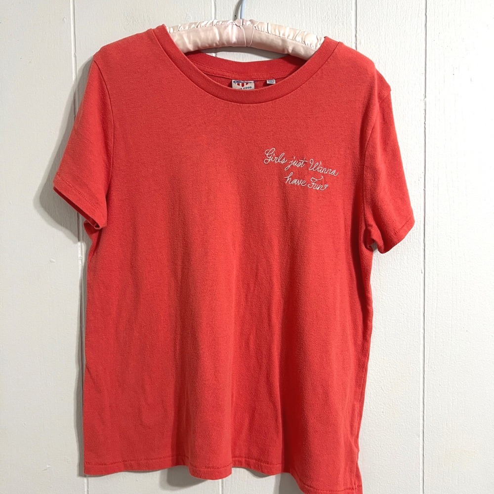 Vintage Junk Food Girls Just Wanna Have Fun Graphic T Shirt Coral XXL